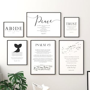 Christian Gallery Wall Art, Set of 6 Bible Verse PRINTABLES, Minimalist Scripture Bundle, *DIGITAL DOWNLOADS*, Modern Home Decor, 5 ZIPs