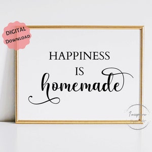 Geluk is zelfgemaakt AFDRUKBAAR, minimalistisch inspirerend bord, *DIGITAL DOWNLOAD*, modern boerderijdecor, muurposter eetkamer, 5 JPG&#39;s