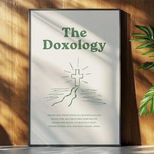 Doxology Wall Art PRINTABLE, Praise God From Whom All Blessings Flow, *DIGITAL DOWNLOAD*, Christian Hymn Decor, Retro Green Scripture Poster