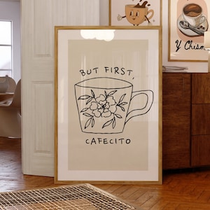 But First Cafecito PRINTABLE, Spanish Kitchen Decor, Aesthetic Coffee Wall Art, *DIGITAL DOWNLOAD*, Coffee Lover Gift, Cute Coffee Mug Print