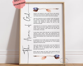 Die Rüstung Gottes DRUCKBAR, Epheser 6: 10-18, Schrift-Wanddekor, * DIGITALER DOWNLOAD *, Bibel-Vers-Plakat, christliches Geschenk, Kirchenwandkunst