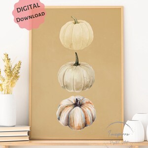 Kürbisse Aquarell Herbst DRUCKBAR, rustikale Herbst Wandkunst, modernes Bauernhaus Poster, DIGITAL DOWNLOAD, Thanksgiving Dekor, saisonale Kunst, 5jpg