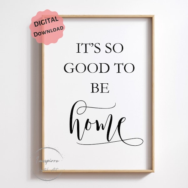 It's So Good To Be Home PRINTABLE, Minimalist Decor, Living Room Wall Art, *DIGITAL DOWNLOAD*, Entrance Poster, Above Couch Sign, 5 JPGs