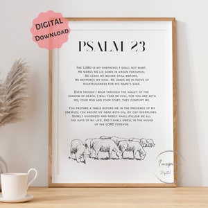 Psalm 23 Bible Verse Print: Modern Christian Wall Art (Digital Download)