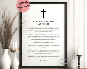 I Am The Resurrection And The Life PRINTABLE, Modern Christian Wall Art, Minimalist Easter Decor, *DIGITAL DOWNLOAD*, Scripture Poster, 5JPG
