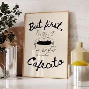 But First Cafecito PRINTABLE, Spanish Coffee Decor, Kitchen Wall Art, *DIGITAL DOWNLOAD*, Coffee Lover Gift, Trendy Cafe Wall Poster, 5 JPGs