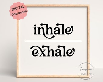 Inhale Exhale Square PRINTABLE, Mental Health Poster, Bedroom Wall Decor, DIGITAL DOWNLOAD, Relaxation Print, Yoga Meditation Sign, 20x20 in