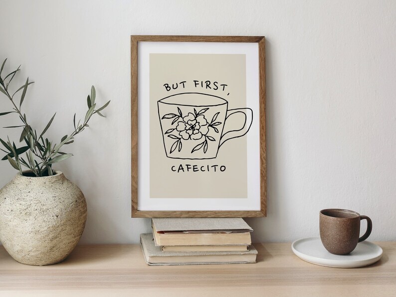 Cafecito imprimible, decoración de cocina española, arte de pared con café estético, *descarga digital*, regalo para amantes del café, impresión de taza de café linda imagen 10