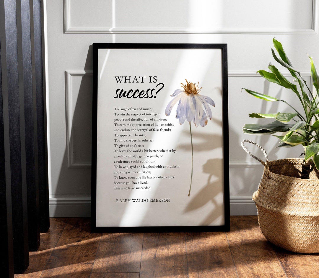 Success Quote Wall Art PRINTABLE, Ralph Waldo Emerson Literary Decor ...