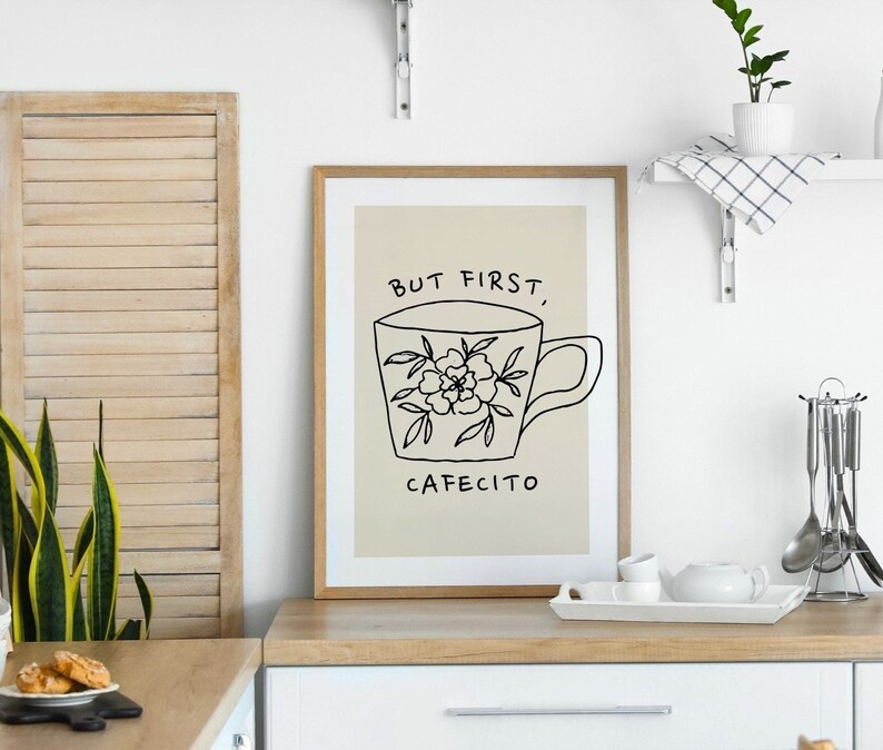 Cafecito imprimible, decoración de cocina española, arte de pared con café estético, *descarga digital*, regalo para amantes del café, impresión de taza de café linda imagen 9
