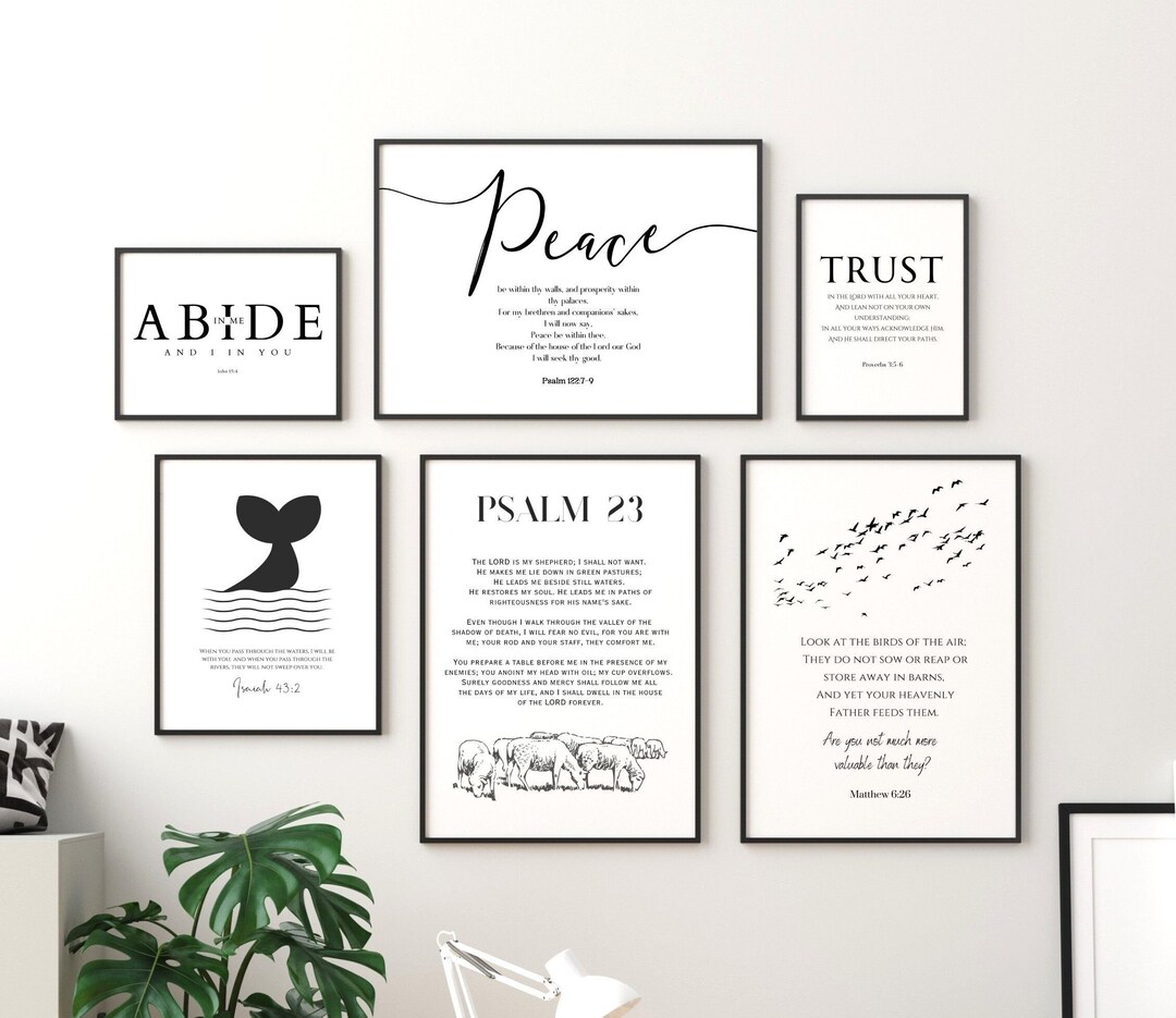 Christian Gallery Wall Art, Set of 6 Bible Verse PRINTABLES, Minimalist ...