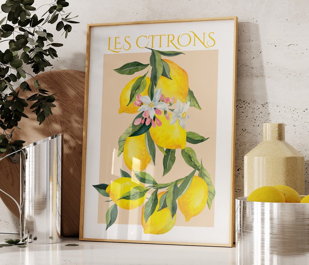 Les Citrons PRINTABLE, Lemons Kitchen Wall Art, Summer Home Decor ...