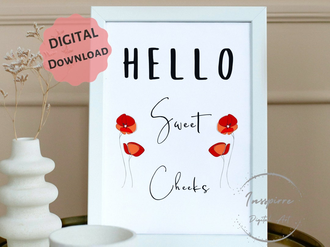 Hello Sweet Cheeks PRINTABLE, Washroom Decor, Bathroom Wall Art ...