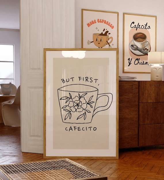 But First Cafecito PRINTABLE, Spanish Kitchen Decor, Aesthetic Coffee Wall Art, *DIGITAL DOWNLOAD*, Coffee Lover Gift, Cute Coffee Mug Print