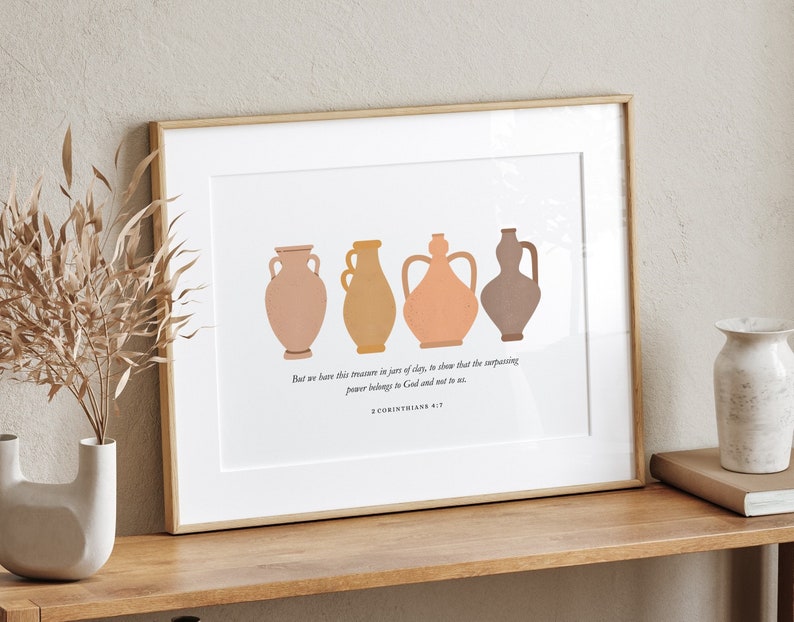 Treasure in Jars of Clay PRINTABLE, 2 Corinthians 4:7, Modern Christian ...