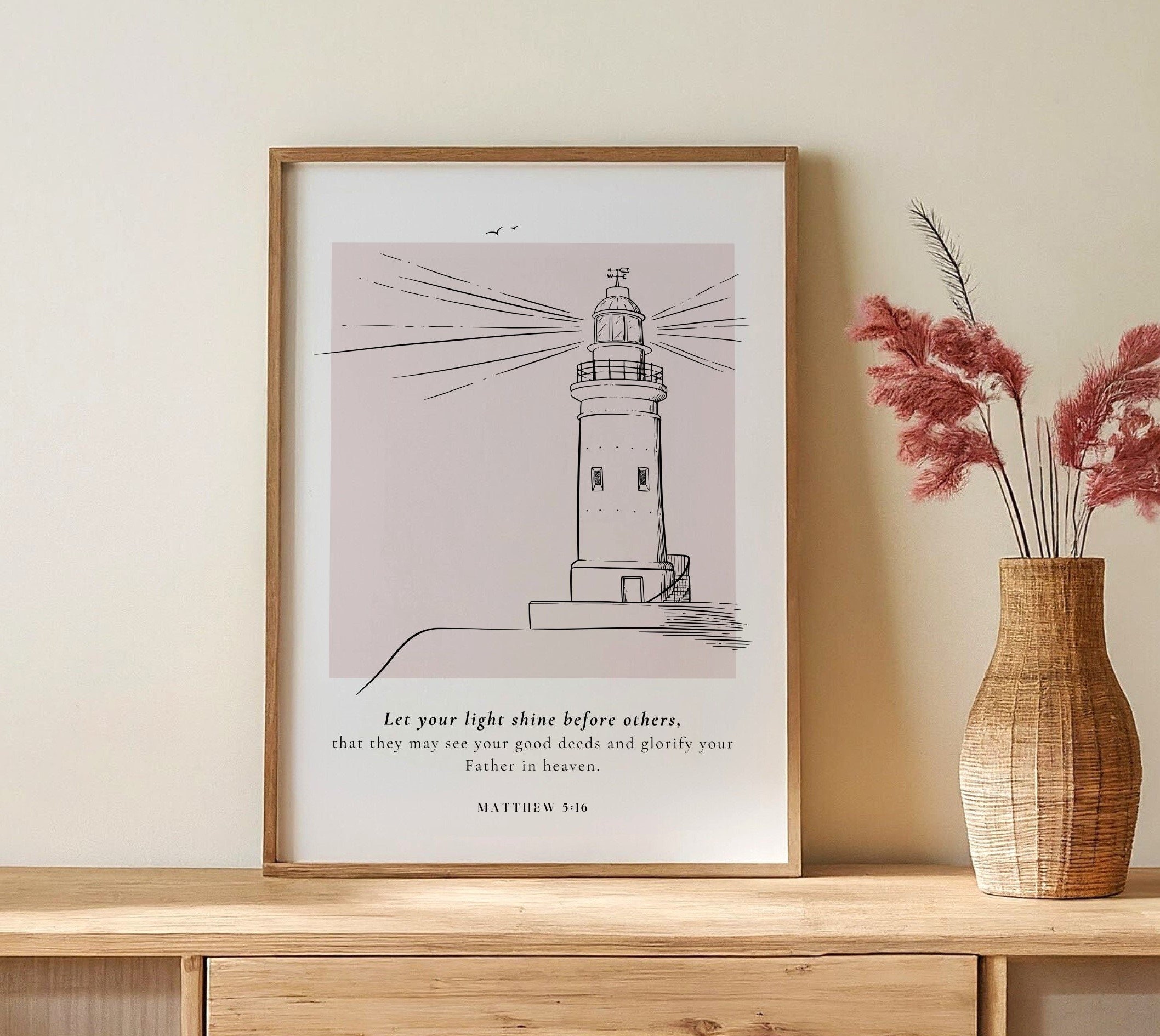 Let Your Light Shine PRINTABLE, Matthew 5:16, Modern Christian Wall Art ...