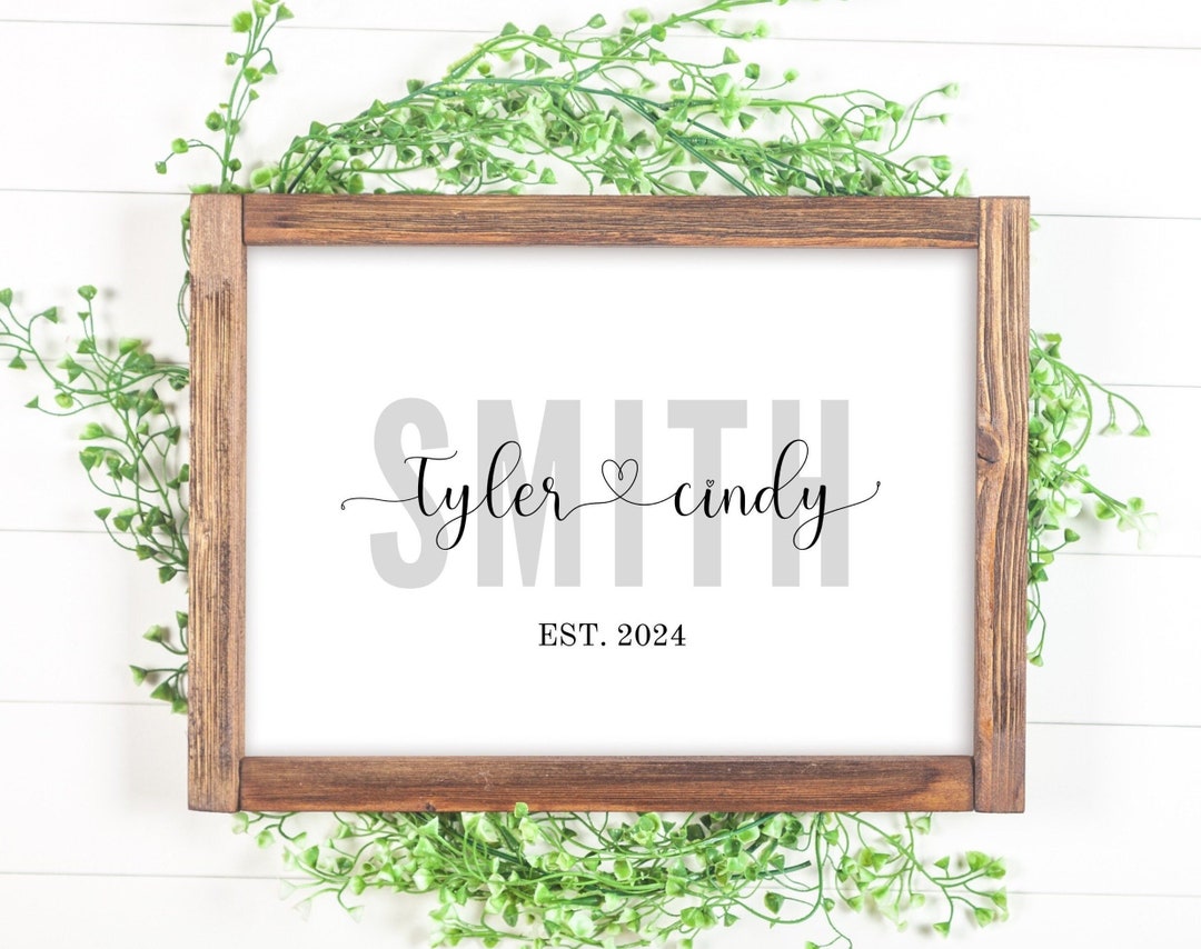 Personalized Last Name PRINTABLE, Custom Couple Names Wall Poster ...