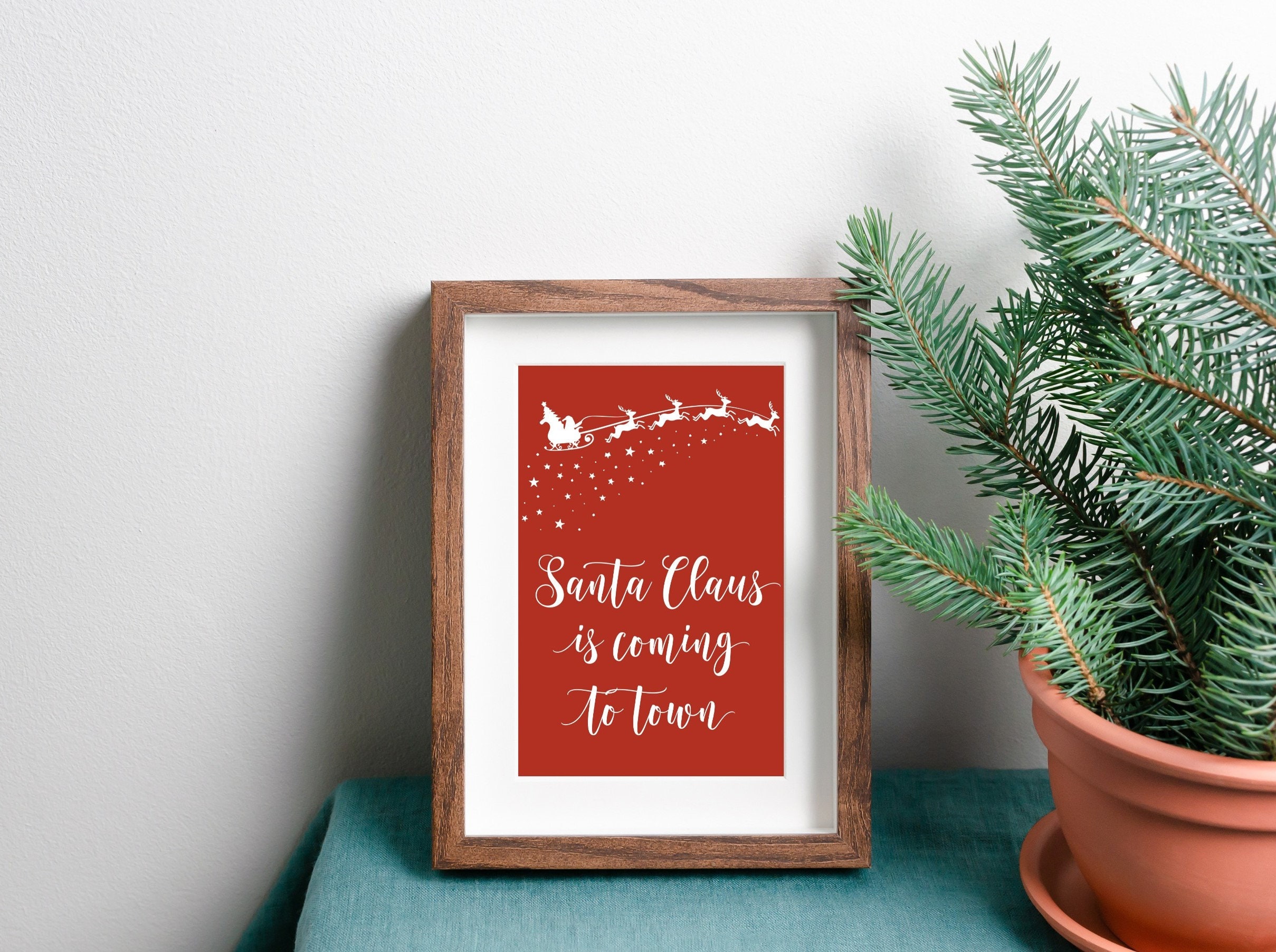 Santa Claus is Coming to Town PRINTABLE Christmas Wall Art - Etsy