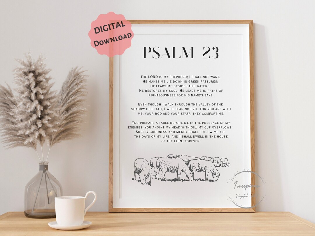 Psalm 23 Bible Verse Print: Modern Christian Wall Art (digital Download ...