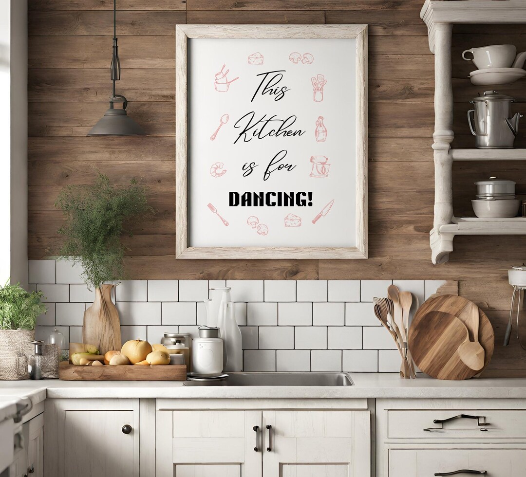 kitchen wall art set of 6 fun foodie prints this... This Kitchen is for Dancing PRINTABLE, Aesthetic Kitchen Wall Art ...
