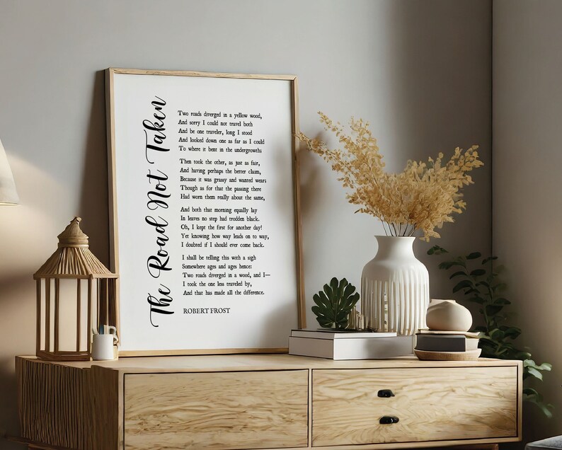 The Road Not Taken PRINTABLE, Robert Frost Poem, Modern Home Office ...
