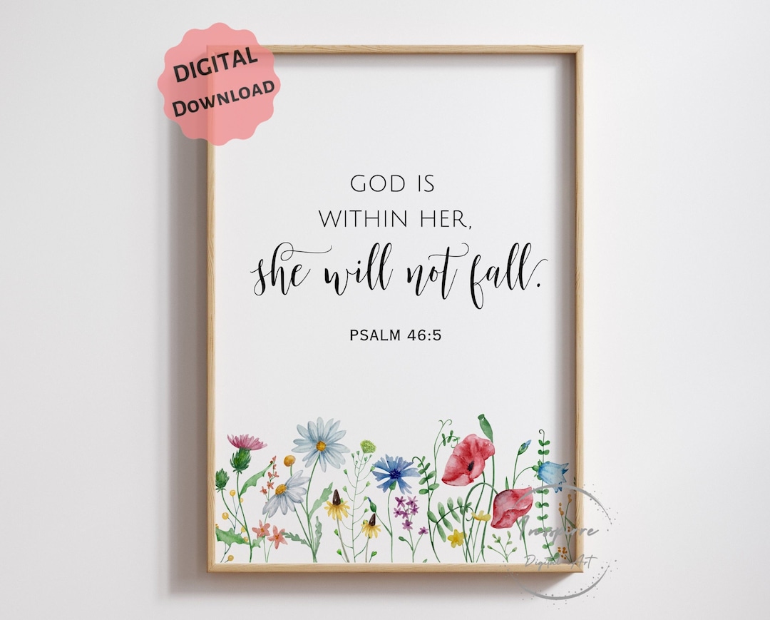 God is Within Her PRINTABLE, Psalm 46:5, Bible Verse Wall Art, DIGITAL ...