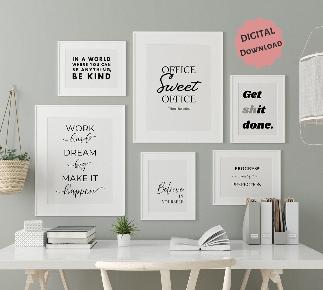 Modern Home Office Wall Art PRINTABLES, Set of 6 Motivational Quote ...