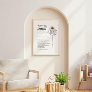 This elegant art printable is a daily reminder that true success is measured not by status or wealth, but by kindness, joy, generosity, and the positive impact we leave on others. Perfect for homes, offices, classrooms, libraries or as a thoughtful gift for graduation and retirement.