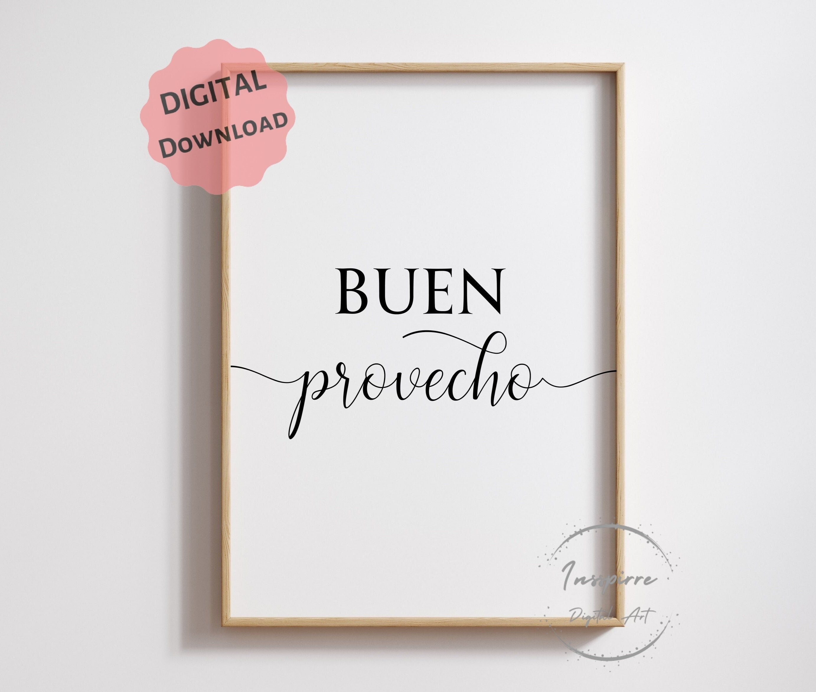 Buen Provecho PRINTABLE, Bon Appétit Sign, Spanish Kitchen Décor,*DIGITAL DOWNLOAD*, Modern Minimalist Art, Dining Room Wall Poster, 5 JPGs