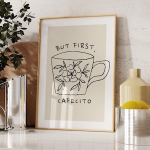 Cafecito imprimible, decoración de cocina española, arte de pared con café estético, *descarga digital*, regalo para amantes del café, impresión de taza de café linda imagen 3