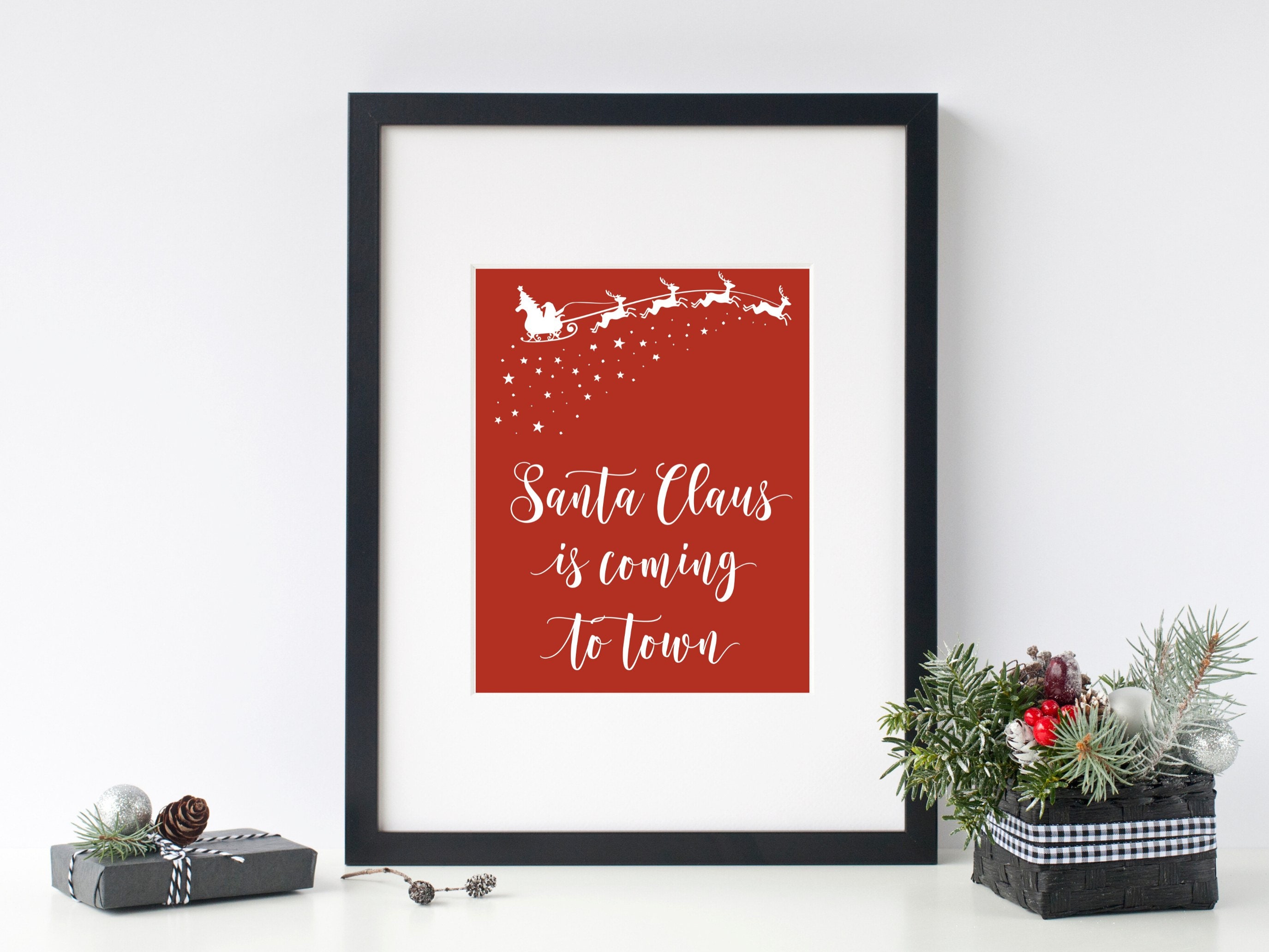 Santa Claus is Coming to Town PRINTABLE Christmas Wall Art - Etsy