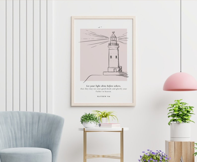 Let Your Light Shine PRINTABLE, Matthew 5:16, Modern Christian Wall Art ...