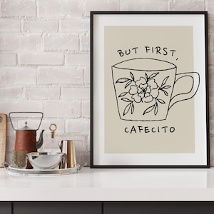 Cafecito imprimible, decoración de cocina española, arte de pared con café estético, *descarga digital*, regalo para amantes del café, impresión de taza de café linda imagen 4