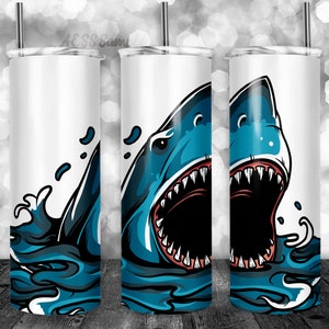 Shark Tumbler Wrap, For 20oz Tumblers, Sublimation Design, Novelty Tumbler Design, Tumbler Image, Plantilla para Sublimacion, Sea Design