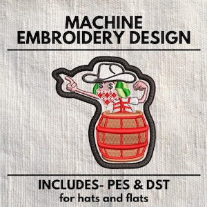 Archivo de diseño de bordado de El Chavo, archivo PES de México, archivos para máquina Brother, Ricoma DST, diseños de bordado de gorras, 2,6 x 2,4 pulgadas