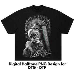 Mexico Halftone T-Shirt Design, Aztec DTF Shirt Design, DTG Tee Design, Semitono PNG, For Black Shirts