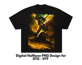 Mexikanisches Halbton-T-Shirt-Design, DTF-Shirt-Design, DTG-T-Shirt-Design, Semitono PNG, für schwarze Hemden