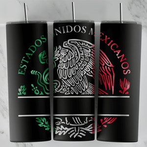 Diseño de vaso con emblema de México, para tazas flacas de 20 oz, diseño de sublimación, imagen de vaso, envoltura de vinilo, DTF ultravioleta, plantilla de copa de vidrio esmerilado, águila