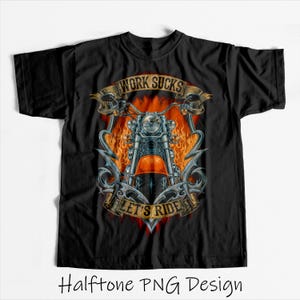 Motorcycle T-Shirt Design, PNG Designs, For DTG, DTF, Screen Printing, Tshirt Image, Tee Designs, Halftone Tee Design