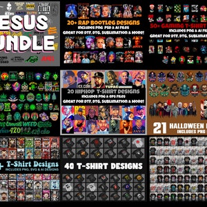 Lot de designs de chemises | Fichiers PNG à imprimer | Motifs DTG prêts à l'impression | Transferts numériques DTF | Clipart sublimation, art streetwear cool