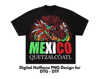 Mexiko Halbton-T-Shirt Design, DTF-Shirt Design, DTG T-Shirt-Design, Semitono PNG