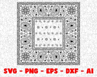 Bandana SVG Design, Craft Files, PNG Design, Cricut, Silhouette, Vinyl Cut File, Digital Clipart, T-Shirt Design, Dtg, Dtf, Sublimation