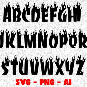 Alphabet PNG flamme, fichiers créatifs, dessins PNG, clipart numérique, création de T-Shirt, Dtg, Dtf, sublimation, décorations de fête, lettres de feu
