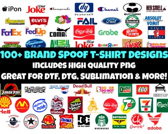 100+ Brand Spoof T-Shirt Designs, PNG Bundle (Digital Download)