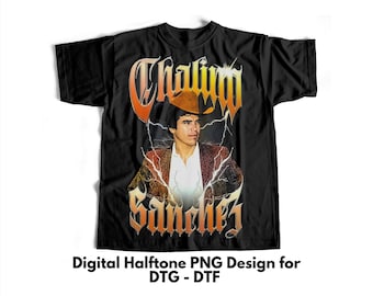 Chalino Halbton-T-Shirt-Design, DTF-Shirt-Design, DTG-T-Shirt-Design, Semitono PNG, für schwarze Hemden