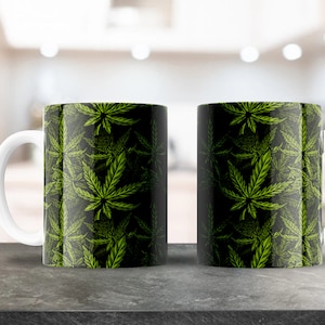 Cannabis Mug Design, This design can be used to sublimate 11 & 15oz coffee mugs, Diseño para taza de cafe, Sublimation Design, Weed 420