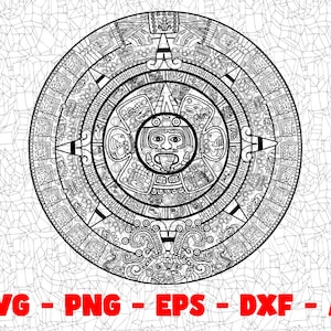 Azteekse kalender SVG, ambachtelijke bestanden, PNG-ontwerp, Cricut, silhouet, vinyl gesneden bestand, digitale clipart, T-shirt ontwerp, Dtg, Dtf, sublimatie, MX