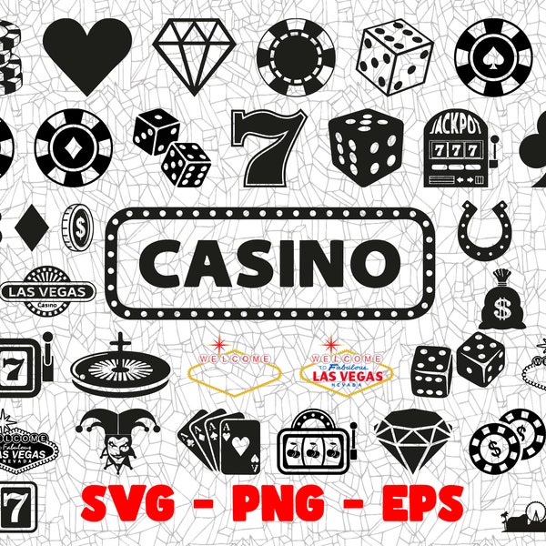 Casino SVG, fichiers créatifs, conception PNG, Cricut, Silhouette, fichier découpé en vinyle, clipart numérique, conception de T-shirt, Dtg, Dtf, sublimation, fête