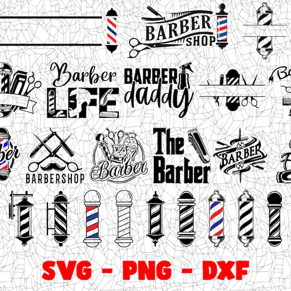 Barber SVG, Craft Files, PNG Design, Cricut, Silhouette, Vinyl Cut File, Digital Clipart, T-Shirt Design, Dtg, Dtf, Sublimation, Party