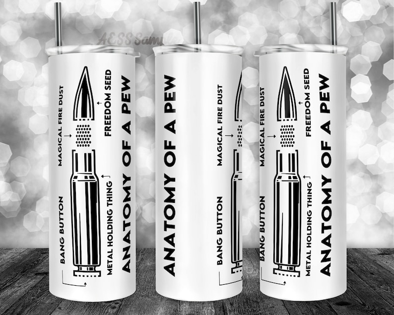 Funny Rifle Bullet PNG for 20oz Tumblers Humorous Gun Anatomy Design